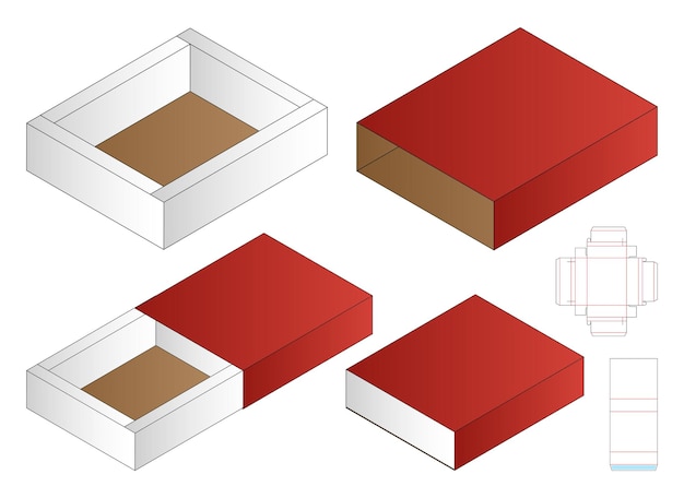 Doosverpakking gestanst sjabloonontwerp 3d mockup