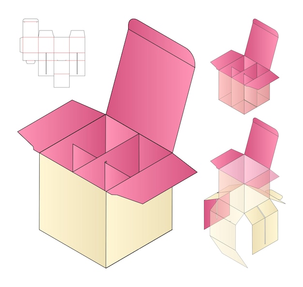 Doosverpakking gestanst sjabloonontwerp 3d mockup