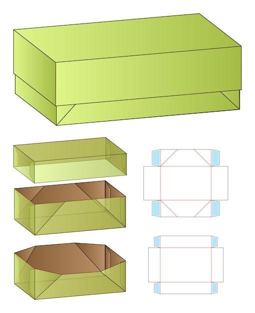 Doosverpakking gestanst sjabloonontwerp 3d mockup