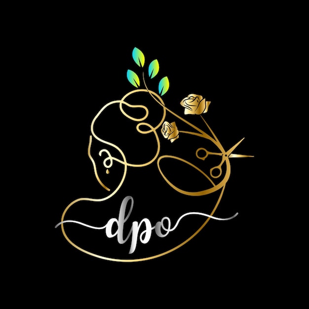 Logo iniziale dop, salone, modello vettoriale luxury cosmetics spa beauty