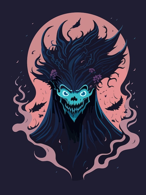 dope gothic digital artwork of creepy ghost illustration vector poster design