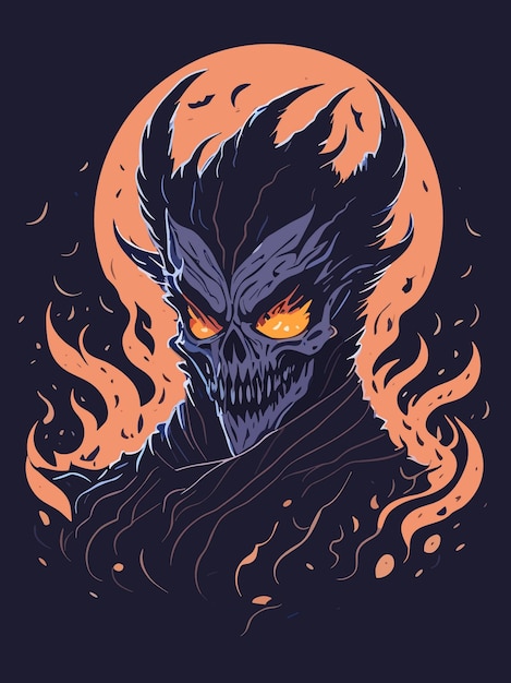 dope gothic digital artwork of creepy ghost illustration vector poster design