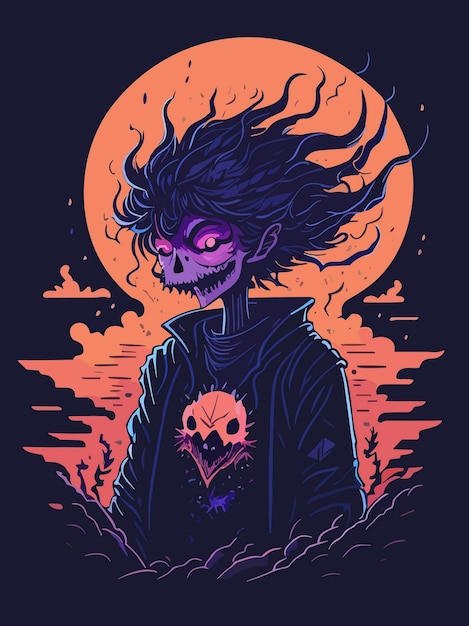 dope gothic digital artwork of creepy ghost illustration vector poster design