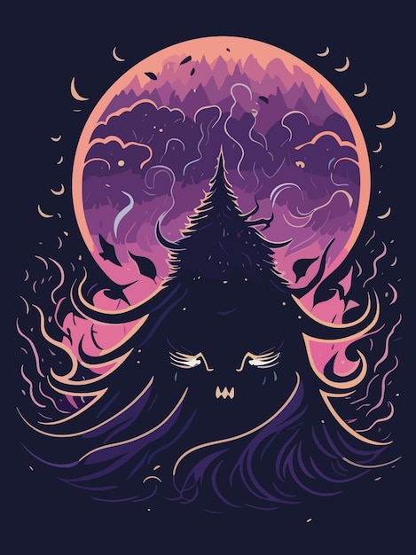 dope gothic digital artwork of creepy ghost illustration vector poster design