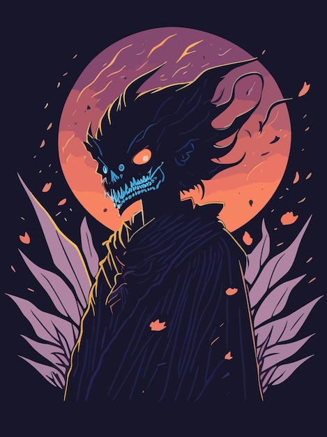 dope gothic digital artwork of creepy ghost illustration vector poster design