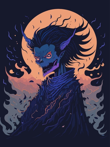 dope gothic digital artwork of creepy ghost illustration vector poster design