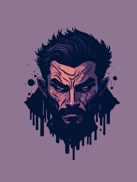 dope gothic digital artwork of a man illustration vector poster design