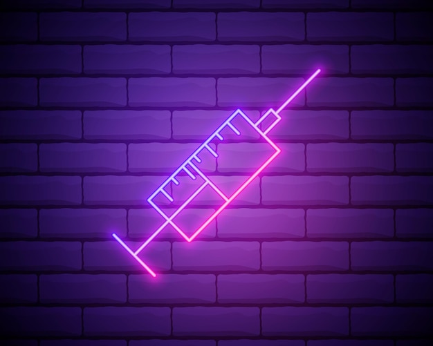 Vector dope injection medical vector icon retro style neon vector icon vector icon on brick wall background