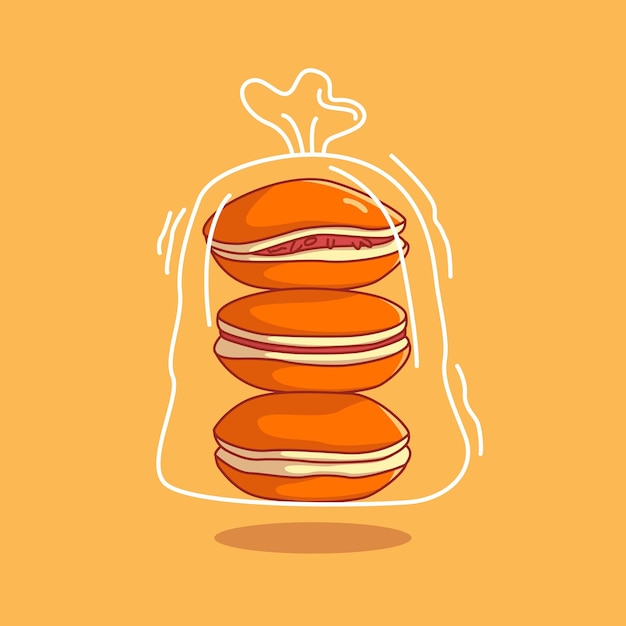 dorayaki Japanese pancakes wrapped in plastic asian food illustration