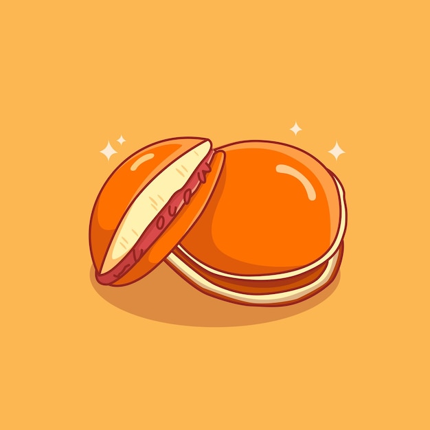 Dorayaki japans pannenkoek aziatisch eten illustratie plat ontwerp