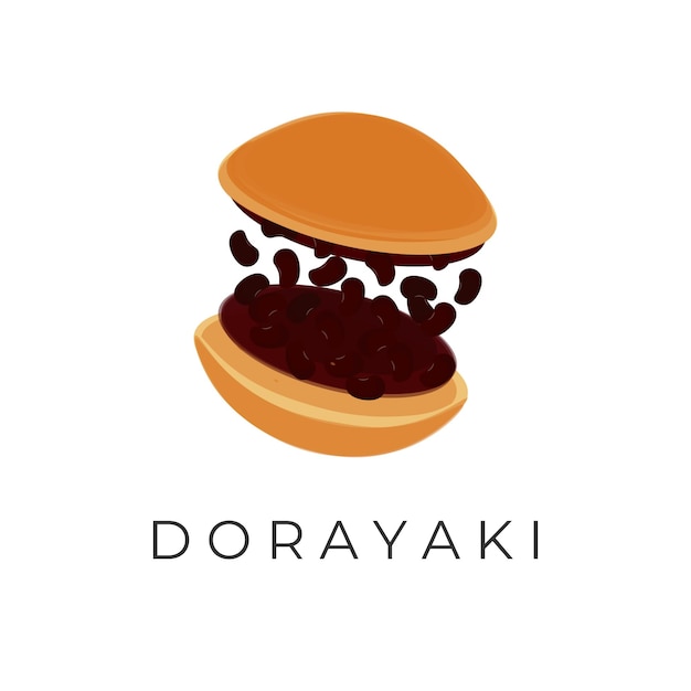 Dorayaki Japanse Pannenkoek Illustratie Logo Met Rode Bonenpasta Vullen