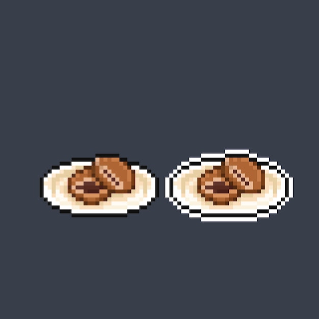 Dorayaki su un piatto in stile pixel art