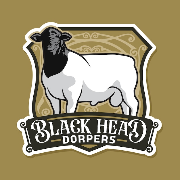 Dorper 羊のロゴ デザイン ヴィンテージ