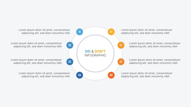 Vettore progettazione del modello infografico del grafico comparativo delle cose da fare e da non fare