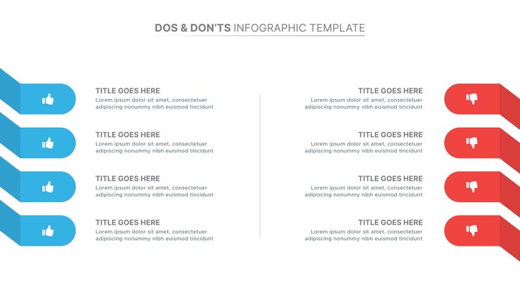 Vector dos and donts comparison infographic design template