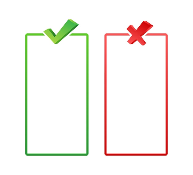 Dos and donts list with checkmark and cross mark Ui design Check mark icon