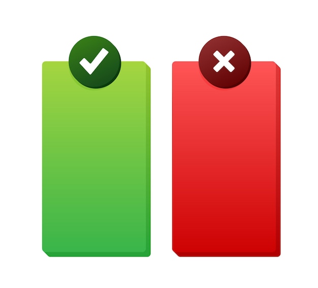 Dos and donts list with checkmark and cross mark ui design check mark icon