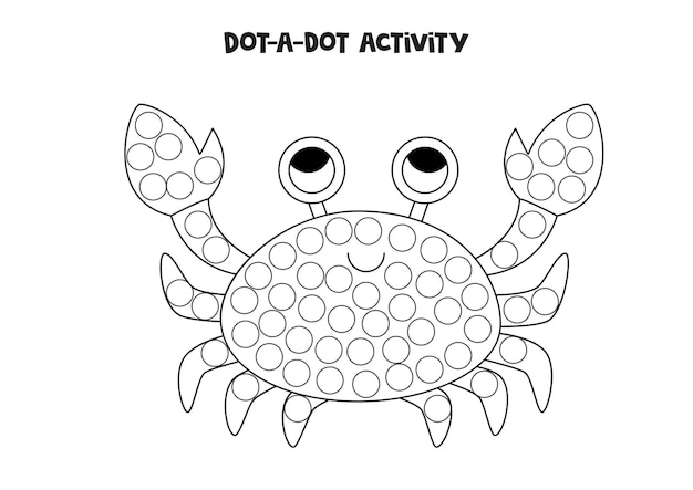 Vector dot a dot spel voor kleuters leuke cartoon krab