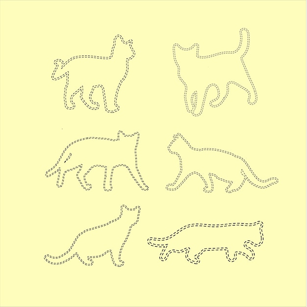 Vector dot cat patches practice drawing set vector illustration