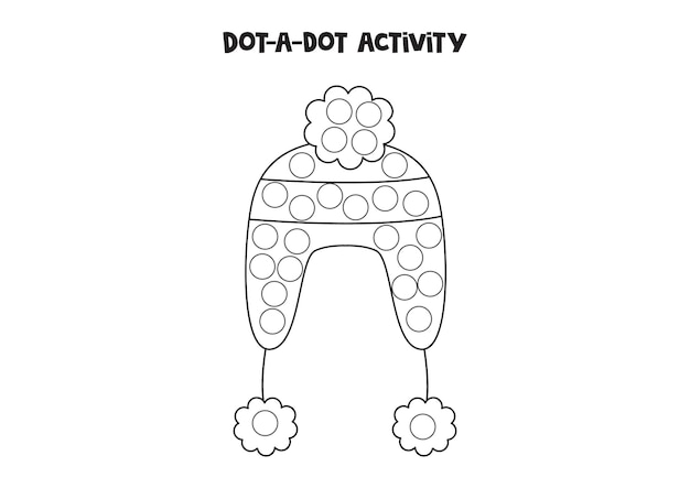 Dot a dot activity with cartoon winter cap Dot marker game for preschool kids