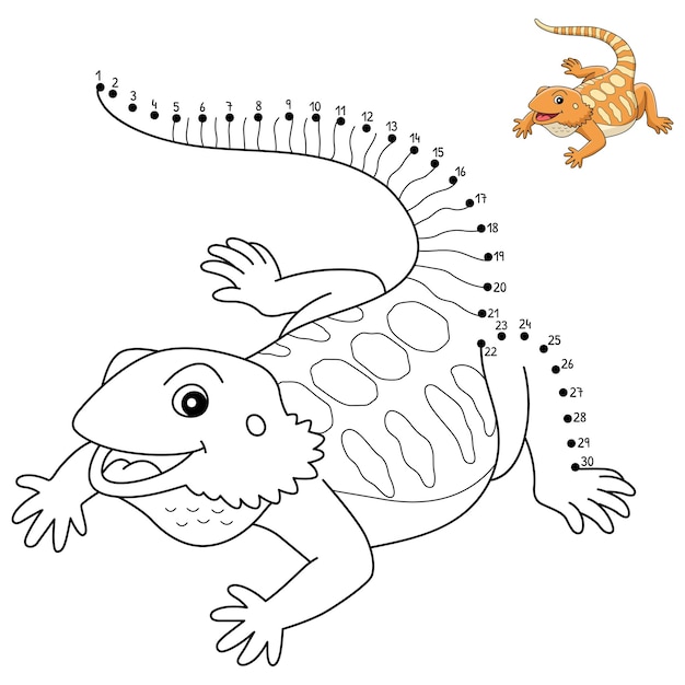 Dot to Dot Bearded Dragon Isolated Coloring