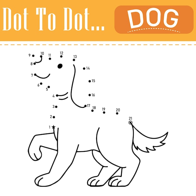 Dot to dot dog coloring page for kids and preschool