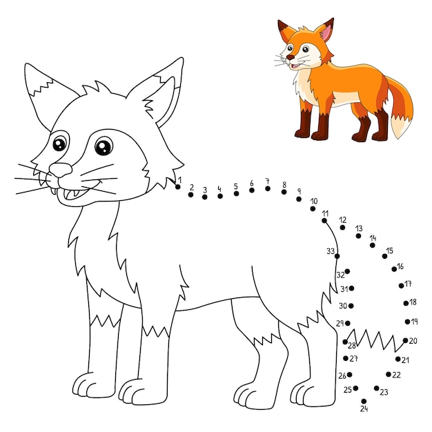 Dot to Dot Fox Coloring Page for Kids