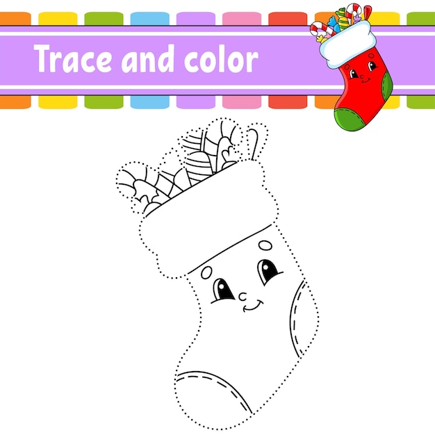 Dot to dot game Draw a line Coloring book Christmas theme