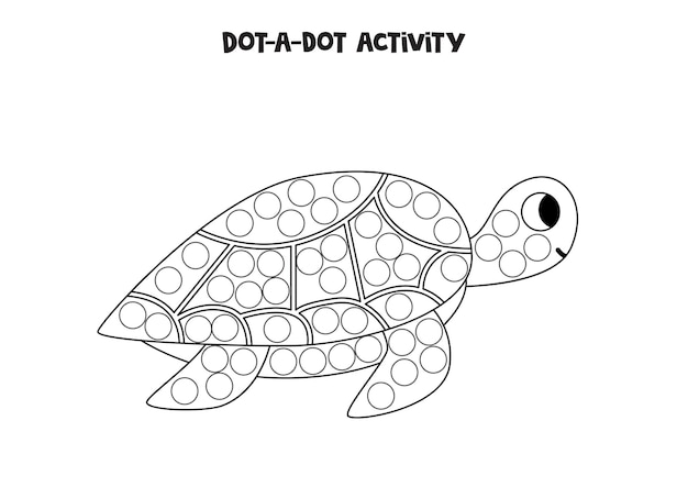 Dot a dot game for preschool kids Cute cartoon sea turtle