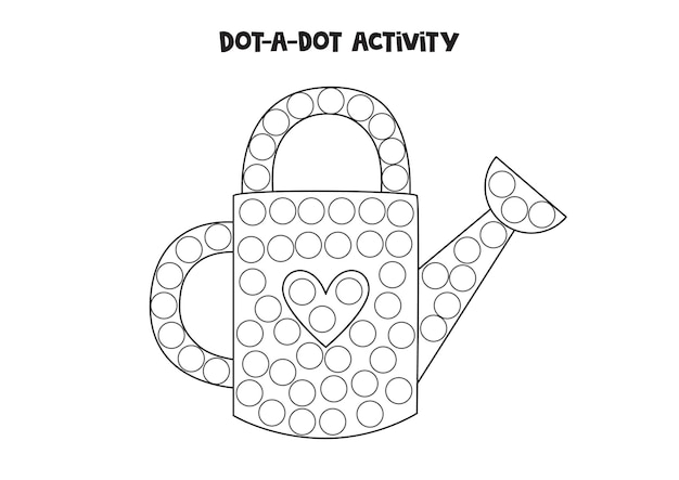 Dot a dot game for preschool kids Cute cartoon watering pot