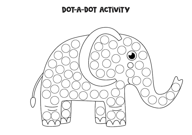 Dot a dot game for preschool kids Cute elephant