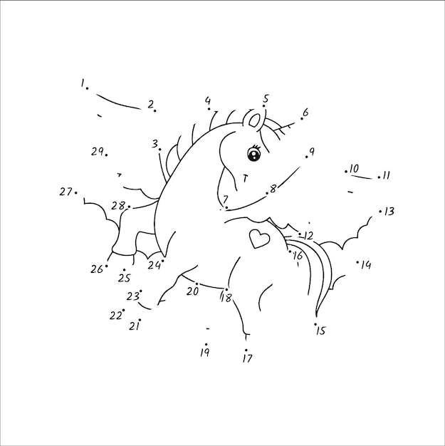 Dot to dot horse coloring page for kids