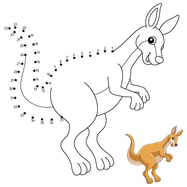 Dot to Dot Kangaroo Animal Coloring Page for Kids