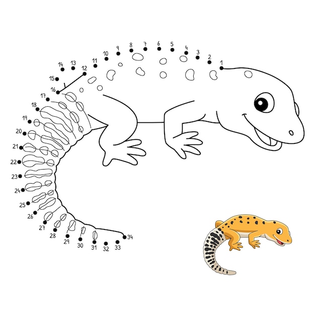 Dot to Dot Leopard Gecko Isolated Coloring Page