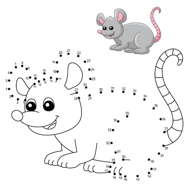 Dot to Dot Mouse Coloring Page for Kids