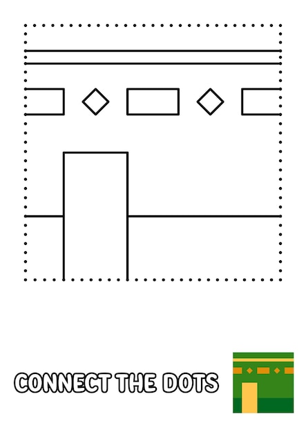 어린이를 위한 Kaaba를 사용한 점 잇기 페이지