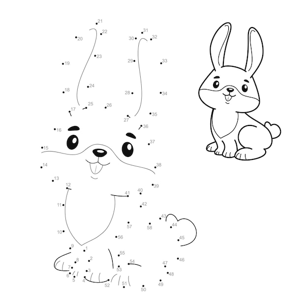 Dot to dot puzzle for children. Connect dots game. rabbit illustration