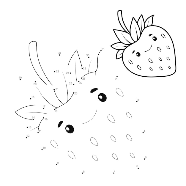 Dot to dot puzzle for children. connect dots game. strawberry illustration