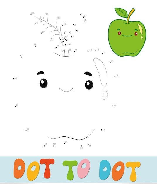 Dot to dot puzzle. Connect dots game. apple vector illustration