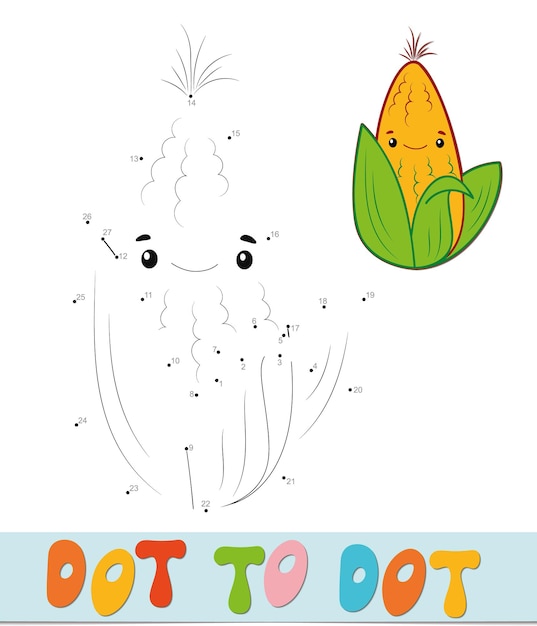 Dot to dot puzzle. Connect dots game. corn vector illustration