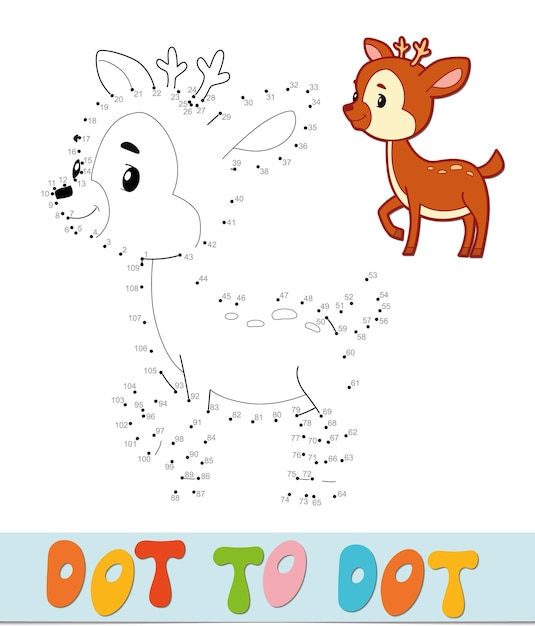 Dot to dot puzzle. Connect dots game. deer vector illustration