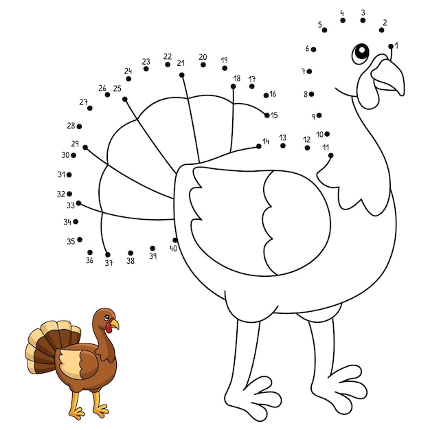 Dot to Dot Thanksgiving Turkey Coloring Page