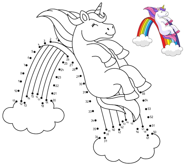 Dot to Dot Unicorn Sliding The Rainbow Isolated