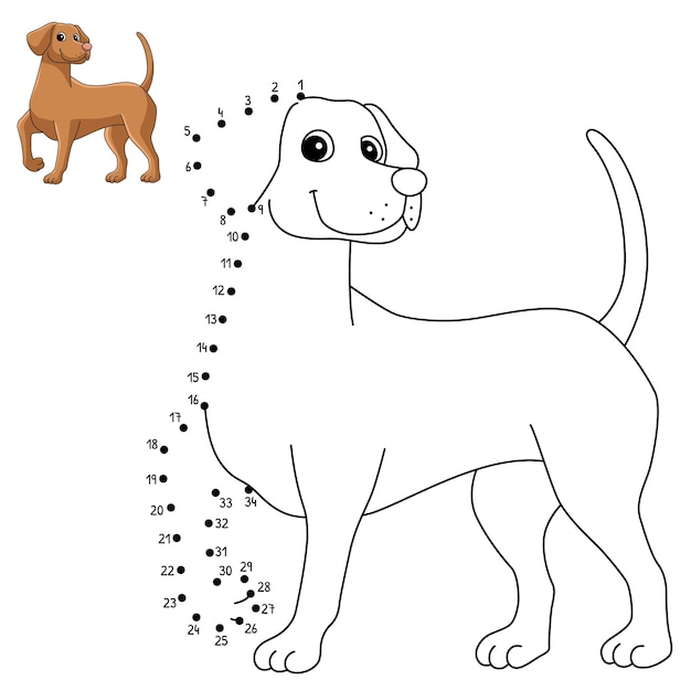 Dot to Dot Vizsla Dog Isolated Coloring Page