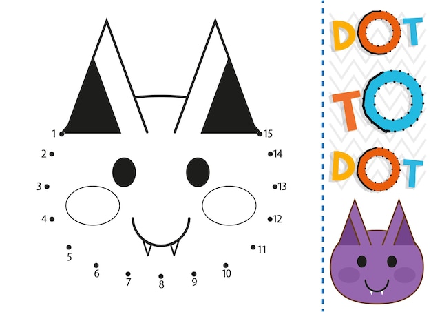 Dot to dot worksheet for kids. Connection dot coloring page. Point to point.