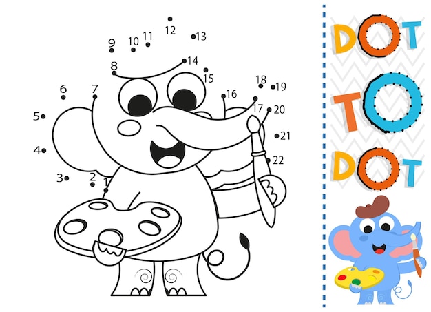 Dot to dot worksheet for kids Connection dot coloring page