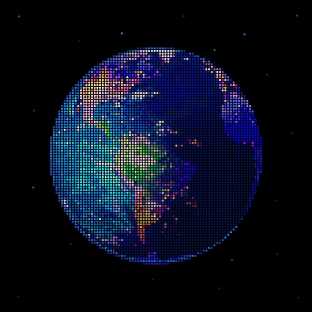 Vector dot earth globe geïsoleerd op zwart