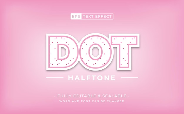 Vector dot halftone retro editable text effect with pink background