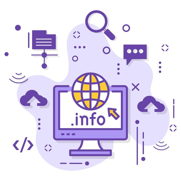 dot info  top level domain concept, gtld vector color icon design, domain for information website