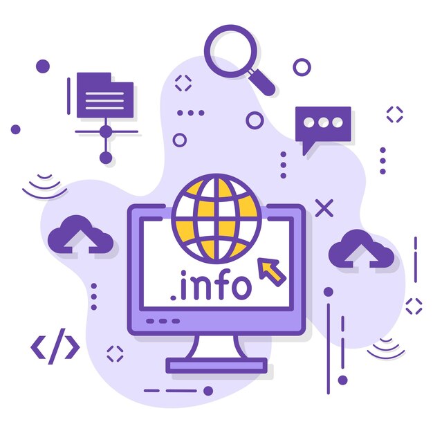 도트 정보 최상위 도메인 개념, gtld 벡터 색상 아이콘 디자인, 정보 웹사이트용 도메인